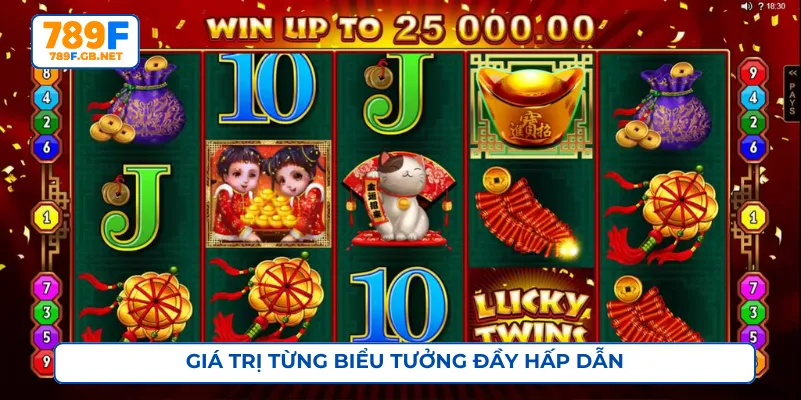 Biểu tượng trong Jackpot cặp song sinh may mắn giá trị